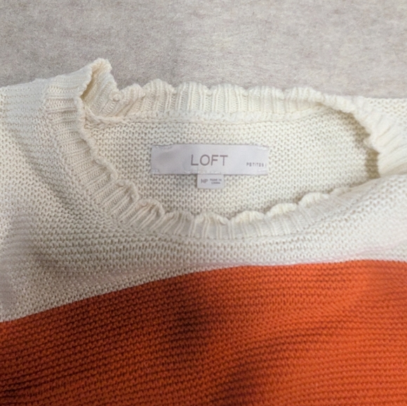 Loft Colorblock Lightweight Knit Cotton Blend Sweater Size Petite Medium - Picture 3 of 9
